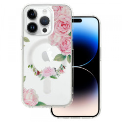 Viedtālruņa aizmugurējais vāciņš Apple iPhone 15 Pro Flower Magsafe design 1 Transparent, With Design