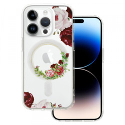Viedtālruņa aizmugurējais vāciņš Apple iPhone 15 Pro Flower Magsafe design 2 Transparent, With Design
