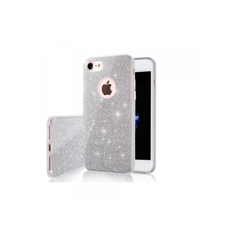 Viedtālruņa aizmugurējais vāciņš Apple Iphone 15 Plus Glitter 3 in 1 Silver