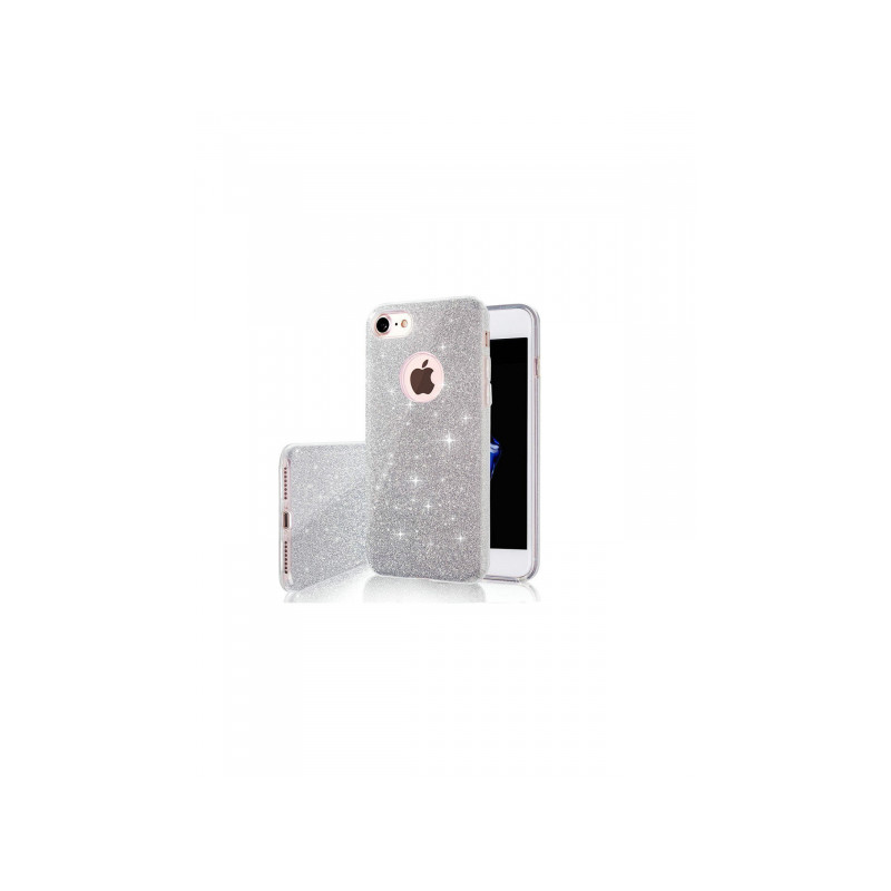 Viedtālruņa aizmugurējais vāciņš Apple iPhone XR Glitter 3 in 1 Silver