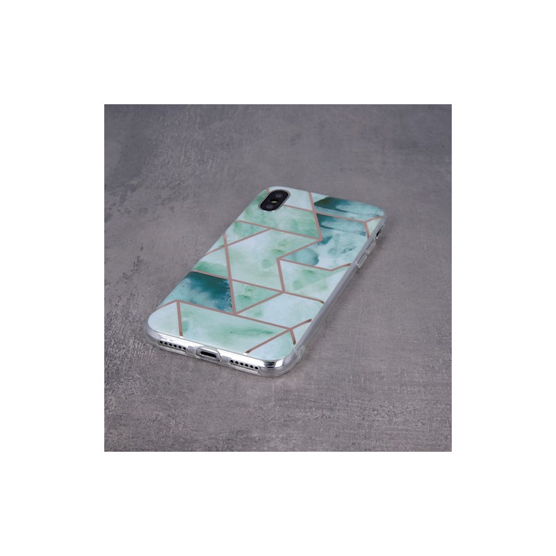 Viedtālruņa aizmugurējais vāciņš Xiaomi Redmi 9A / 9AT / 9i Geometric Marmur Green, With Design