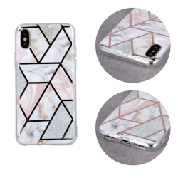 Viedtālruņa aizmugurējais vāciņš Huawei P30 Lite Geometric Marmur Pink, With Design