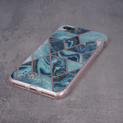 Viedtālruņa aizmugurējais vāciņš Apple iPhone 12 Pro Max Geometric Marmur Dark Blue, With Design