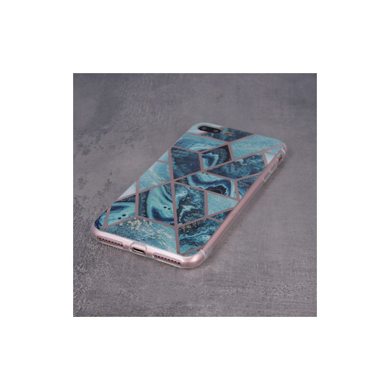 Viedtālruņa aizmugurējais vāciņš Apple iPhone 12 Pro Max Geometric Marmur Dark Blue, With Design