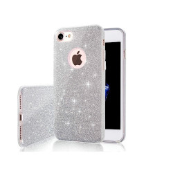 Viedtālruņa aizmugurējais vāciņš Apple iPhone 12 Pro Glitter 3 in 1 Silver