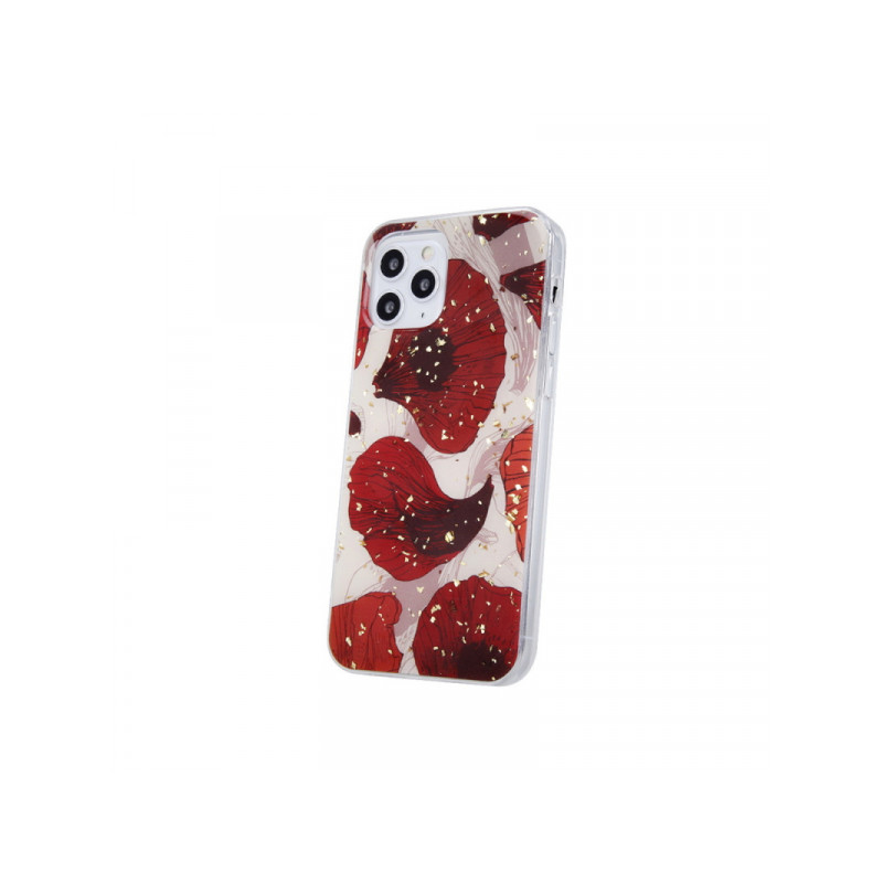 Viedtālruņa aizmugurējais vāciņš Samsung Galaxy A03S Gold Glam Poppy Red, With Design