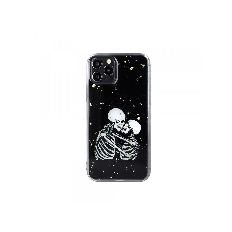 Viedtālruņa aizmugurējais vāciņš Samsung Galaxy S22 Romantic Skeletons 1 Black, With Design