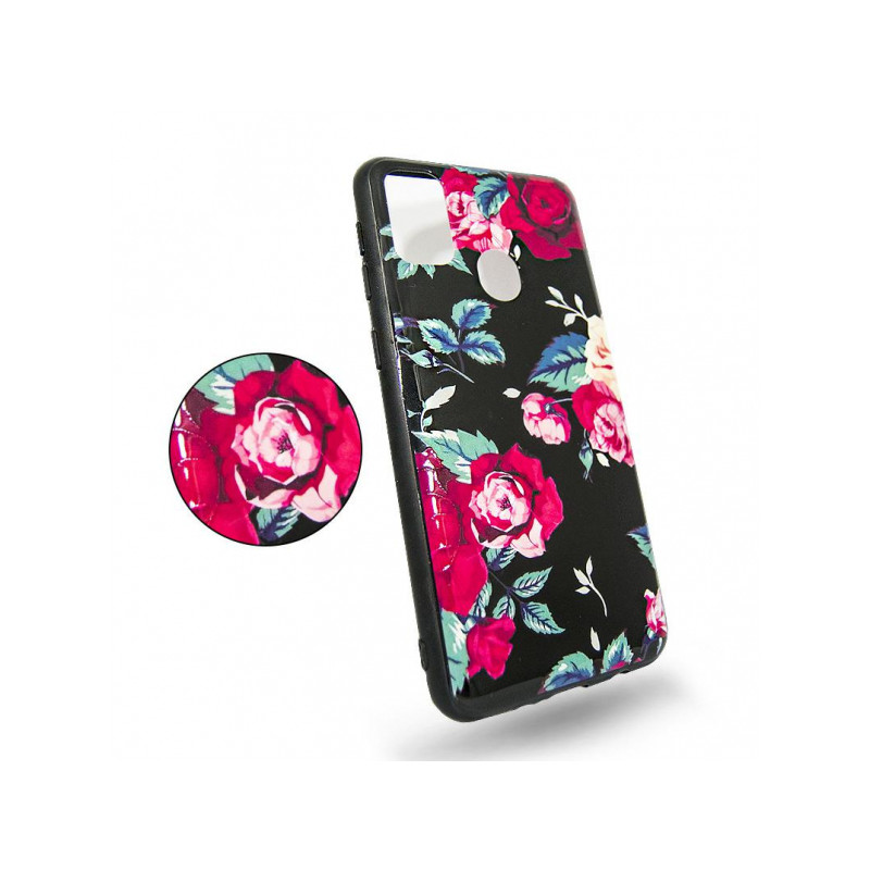Viedtālruņa aizmugurējais vāciņš Apple iPhone 13 Flowers 3D Black, With Design