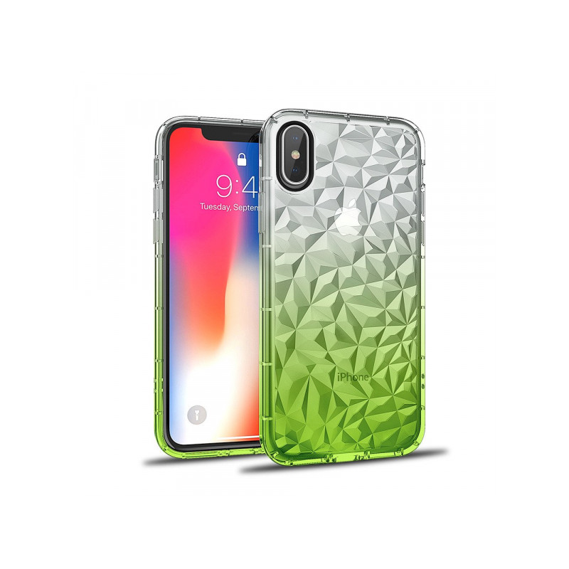 Viedtālruņa aizmugurējais vāciņš Apple iPhone X/XS Diamond Ombre Green, White