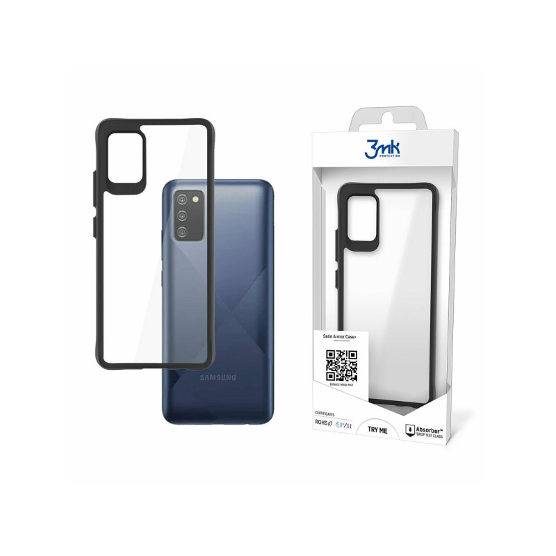 Viedtālruņa aizmugurējais vāciņš Samsung Galaxy A02S Satin Armor Case + Black, Transparent
