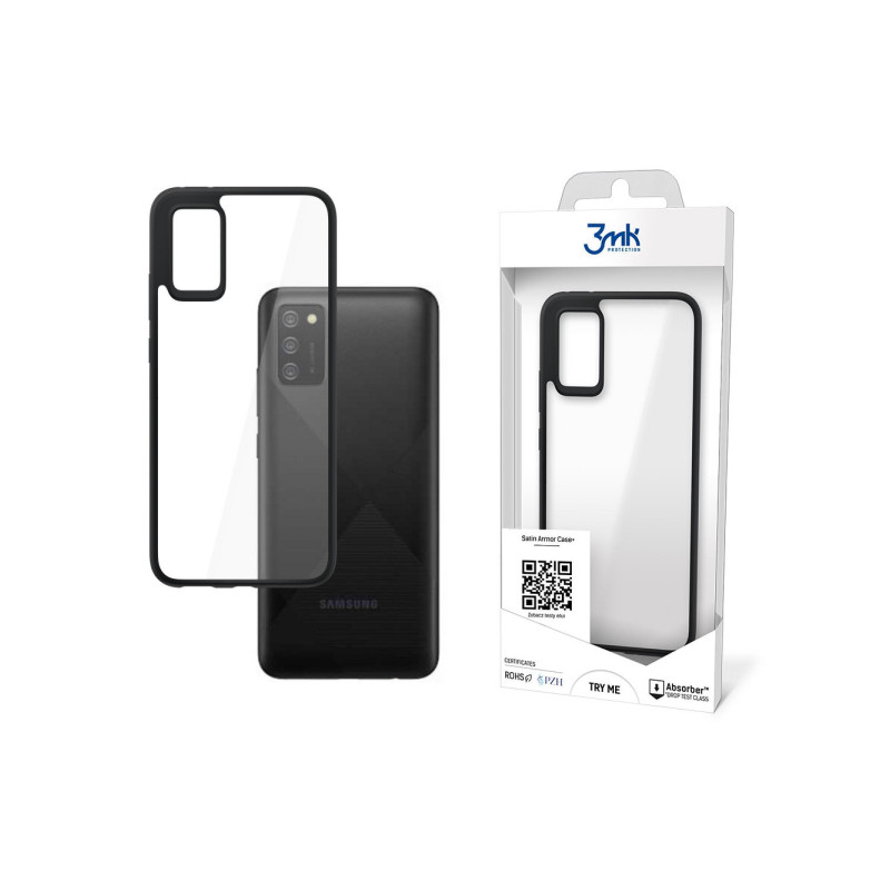 Viedtālruņa aizmugurējais vāciņš Samsung Galaxy A03S Satin Armor Case + Black, Transparent