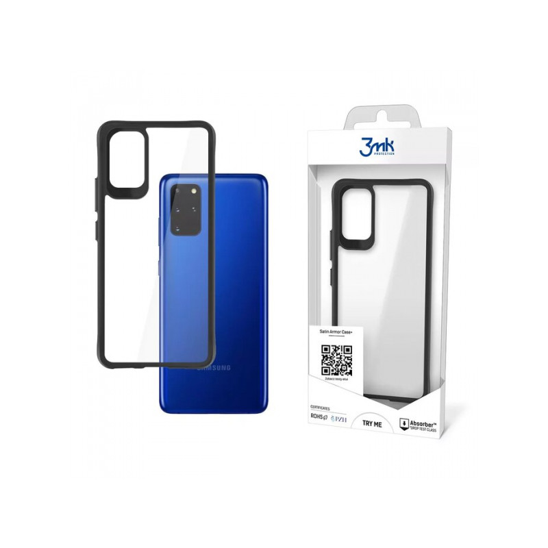 Viedtālruņa aizmugurējais vāciņš Samsung Galaxy S20 Plus Satin Armor Case + Black, Transparent
