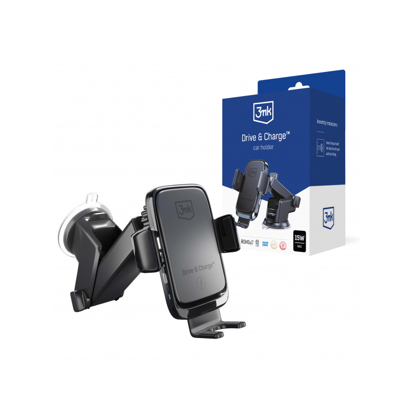 Viedtālruņa turētājs automašīnai Drive and Charge 15w Black