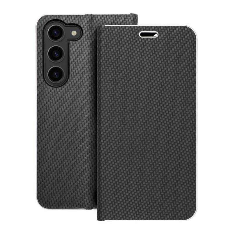 Viedtālruņa atveramais maciņš Samsung Galaxy S23 Luna Book Carbon Black