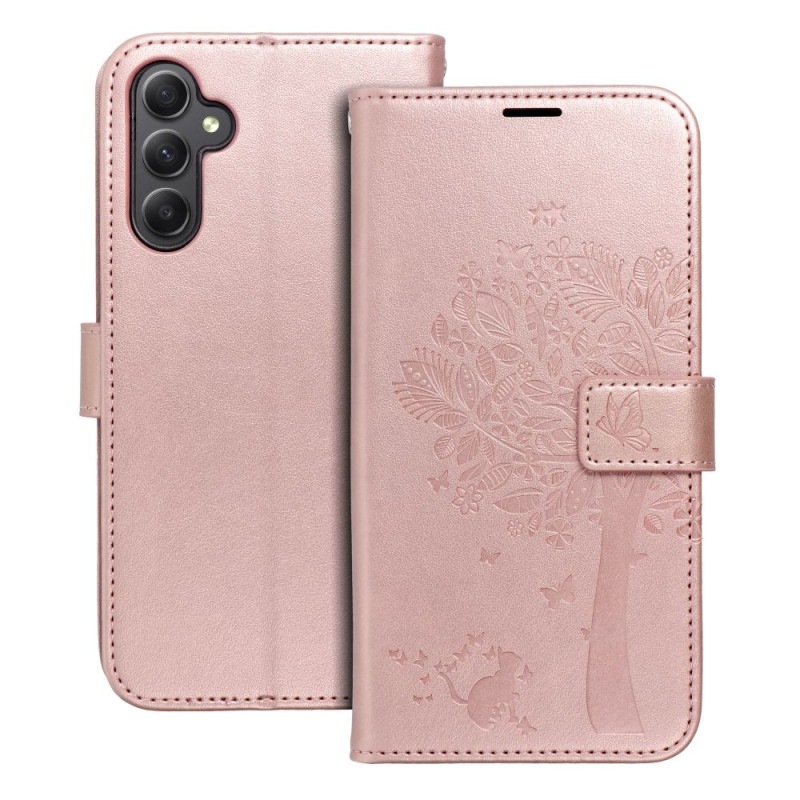 Viedtālruņa atveramais maciņš Samsung Galaxy A34 5G Mezzo Book Tree Rose Gold