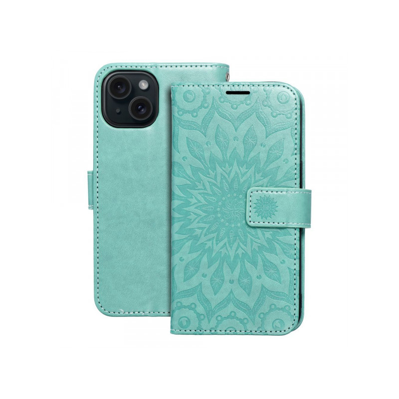 Viedtālruņa atveramais maciņš Apple iPhone 15 Pro Mezzo Book Mandala Green
