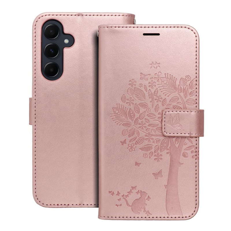 Viedtālruņa atveramais maciņš Samsung Galaxy A55 5G Mezzo Book Tree Rose Gold
