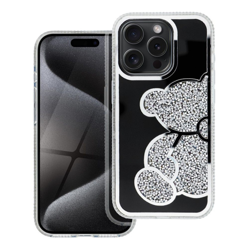 Viedtālruņa aizmugurējais vāciņš Apple iPhone 15 Pro Teddy bear Silver