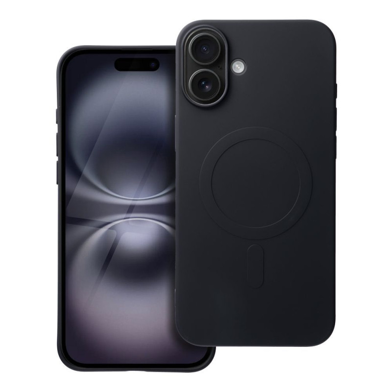 Viedtālruņa aizmugurējais vāciņš Apple Iphone 16 Plus Silicon Mag case Black