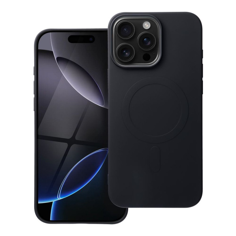 Viedtālruņa aizmugurējais vāciņš Apple iPhone 16 Pro Max Silicon Mag case Black