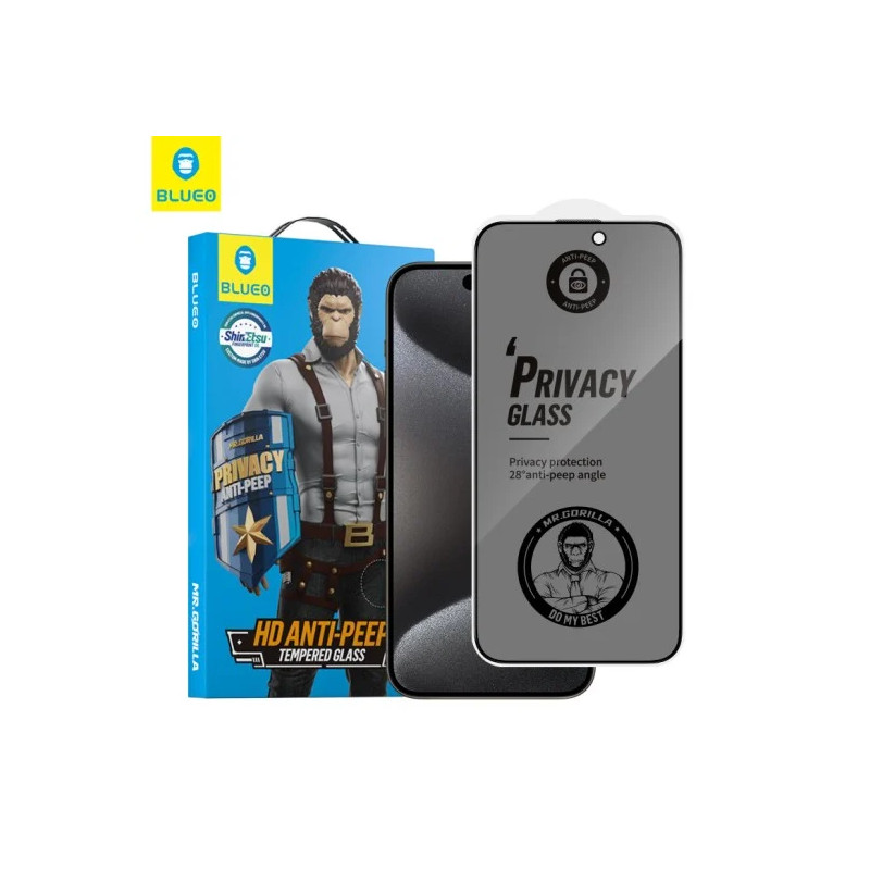 Viedtālruņa aizsargstikls Apple Iphone 16 Mr. Monkey Glass Strong Privacy