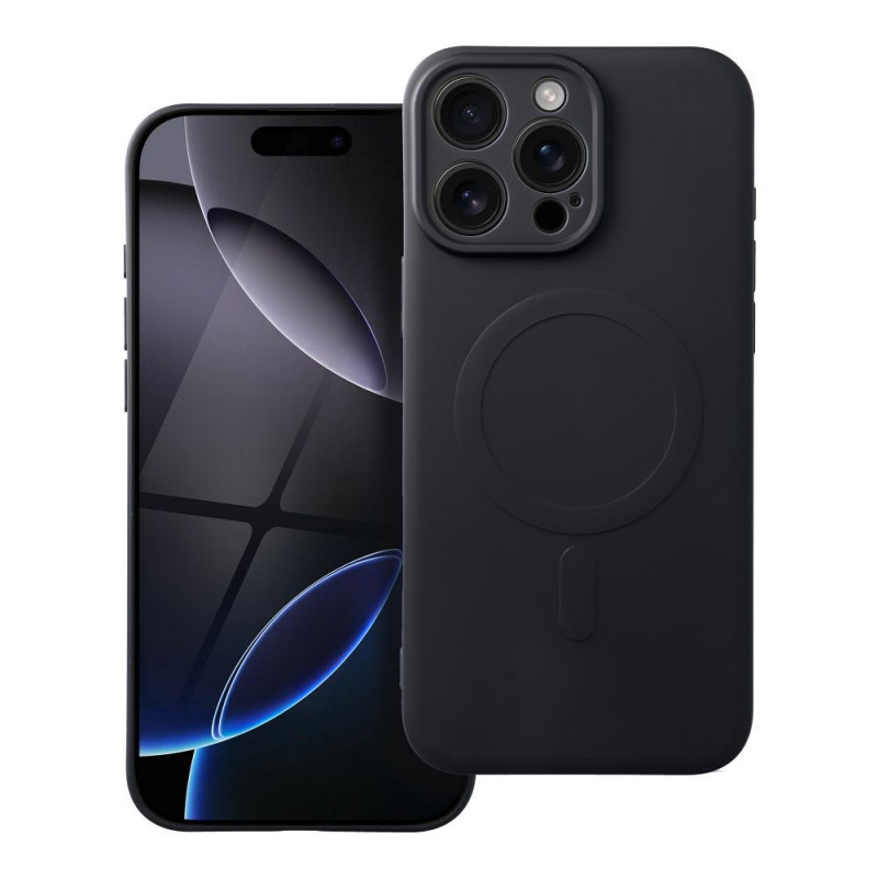 Viedtālruņa aizmugurējais vāciņš Apple iPhone 16 Pro Max Silicone Mag Black