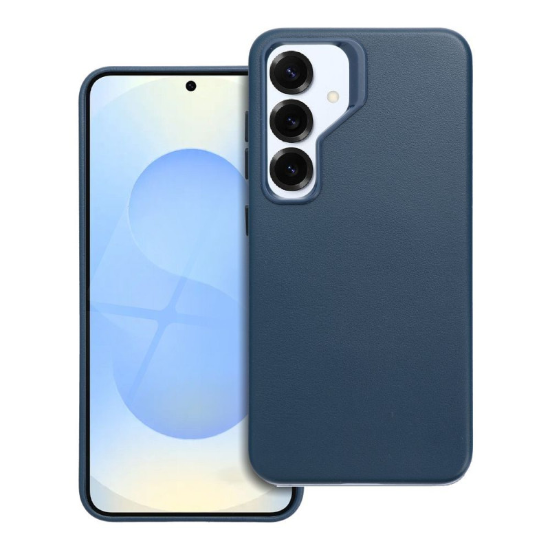 Viedtālruņa aizmugurējais vāciņš Samsung Galaxy S25 Leather mag cover Blue