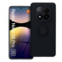 Viedtālruņa aizmugurējais vāciņš Xiaomi Redmi Note 14 Pro 5G Silicone Ring Case Black