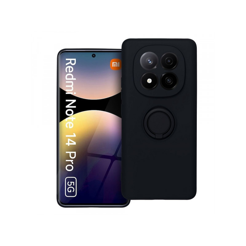 Viedtālruņa aizmugurējais vāciņš Xiaomi Redmi Note 14 Pro 5G Silicone Ring Case Black