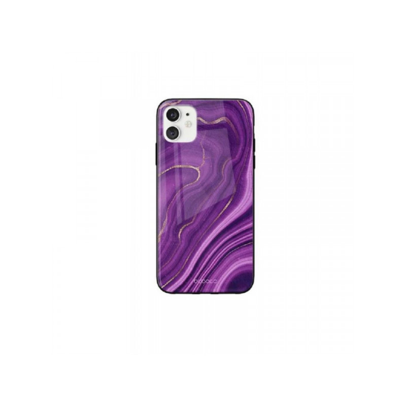 Viedtālruņa aizmugurējais vāciņš Apple iPhone 12 Mini Glass Marble 006 Violet, With Design