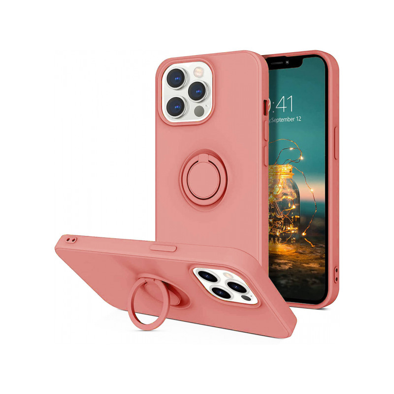 Viedtālruņa aizmugurējais vāciņš Apple iPhone 12 Pro Max Silicone Ring Pink