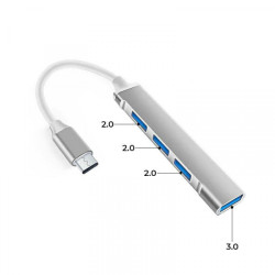 Kabeļa pārveidotājs Adapter HUB 3xUSB-A 2.0 & 1xUSB-A 3.0 to Type-C