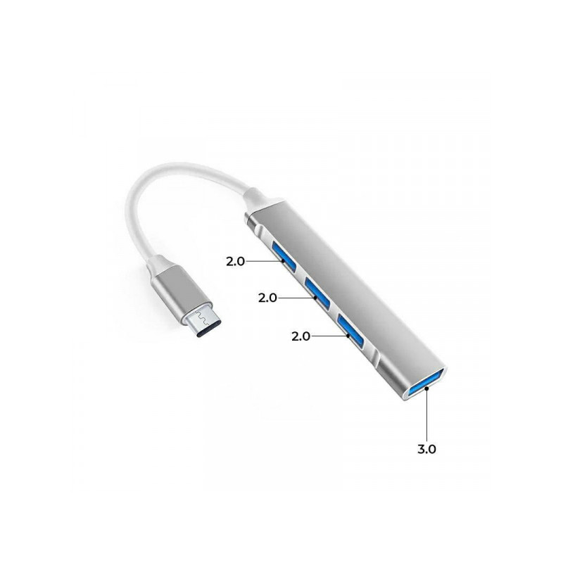 Kabeļa pārveidotājs Adapter HUB 3xUSB-A 2.0 & 1xUSB-A 3.0 to Type-C