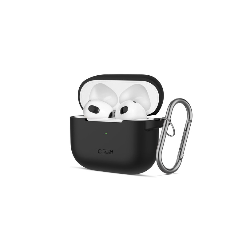 Bezvadu austiņu apvalks Apple Silicone Case with Hook Black