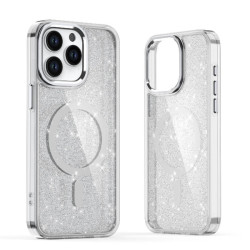 Viedtālruņa aizmugurējais vāciņš Apple Iphone 16 Glitter MagSafe Transparent, White