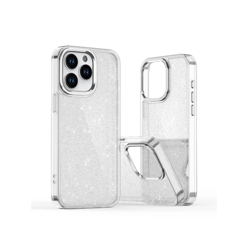 Viedtālruņa aizmugurējais vāciņš Apple Iphone 16 Crystal Glitter Transparent, White
