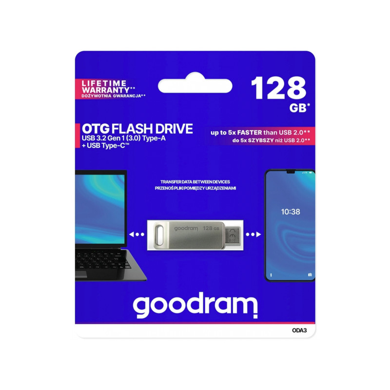 Ārējā atmiņa Flash Drive 128GB USB 3.2 / USB C Black