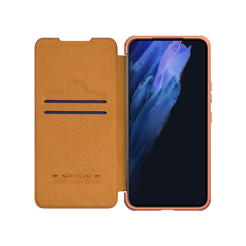 Viedtālruņa atveramais maciņš Samsung Galaxy S22 Qin Leather Pro Brown
