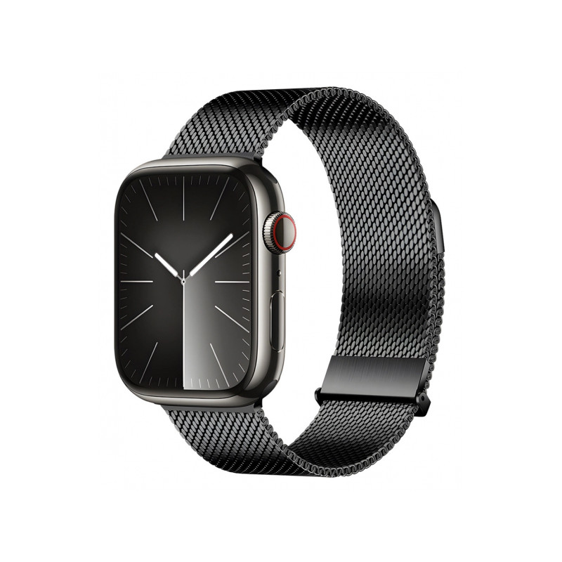 Viedpulksteņa siksniņa Apple Strap MILANESE stainless for Apple Watch 42 / 44 / 45 mm Black