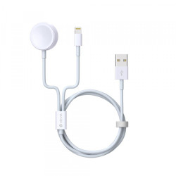 Viedpulksteņa lādētājs Apple Smart 2in1 USB-A to Lightning / Inductive charger for Apple Watch White