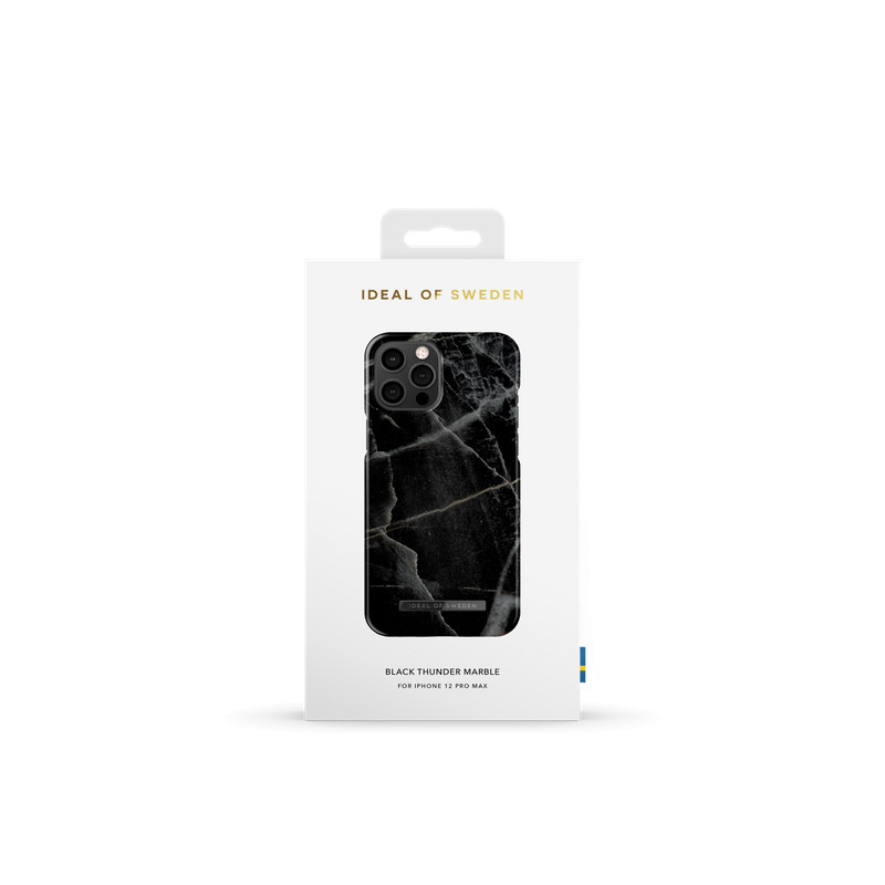 Viedtālruņa aizmugurējais vāciņš Apple iPhone 12 Pro Max Black Thunder Marble Black, Grey, With Design
