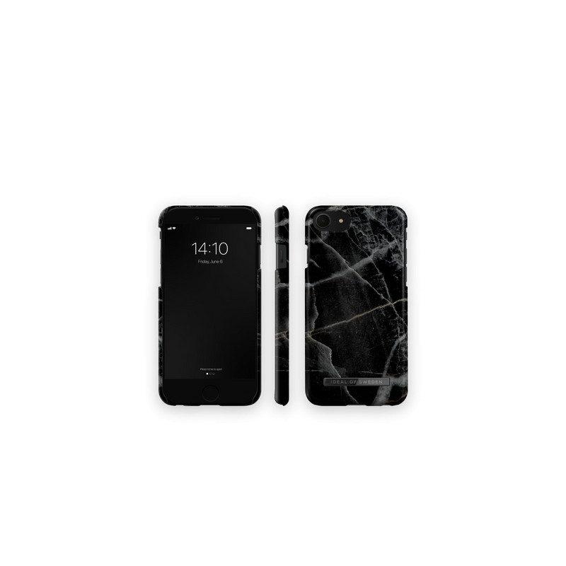 Viedtālruņa aizmugurējais vāciņš Apple iPhone 7 / 8 / SE 20 / SE 22 Black Thunder Marble Black, Grey, With Design