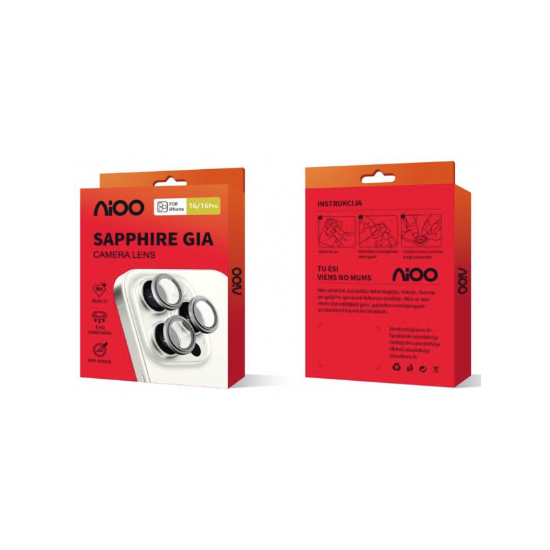 Viedtālruņa kameras aizsargstikls Apple iPhone 16 Pro Max GIA Dual White