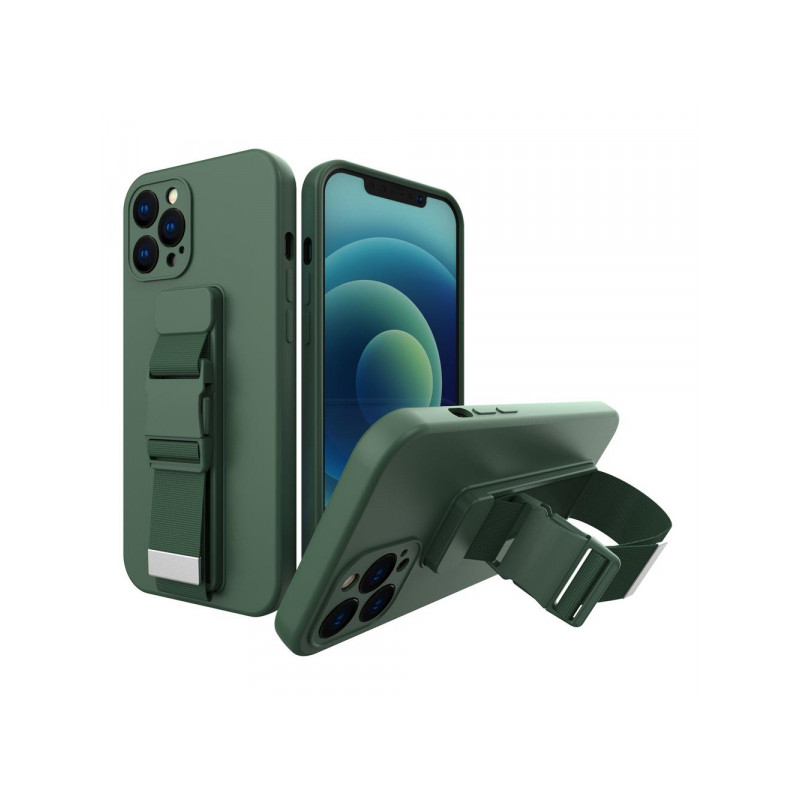 Viedtālruņa aizmugurējais vāciņš Apple iPhone 7 / 8 / SE 20 / SE 22 Rope Case Gel Dark Green