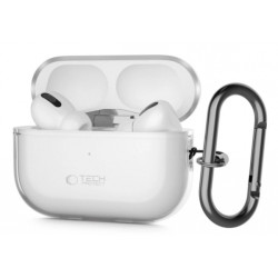 Bezvadu austiņu apvalks Apple Silicone Case with Hook Transparent