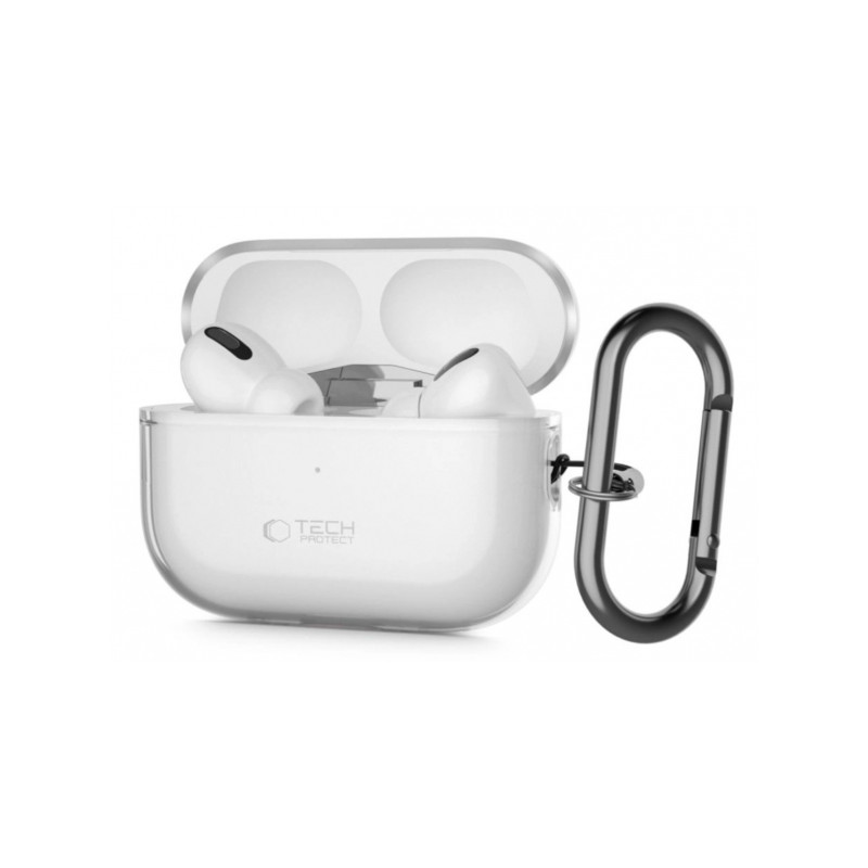 Bezvadu austiņu apvalks Apple Silicone Case with Hook Transparent