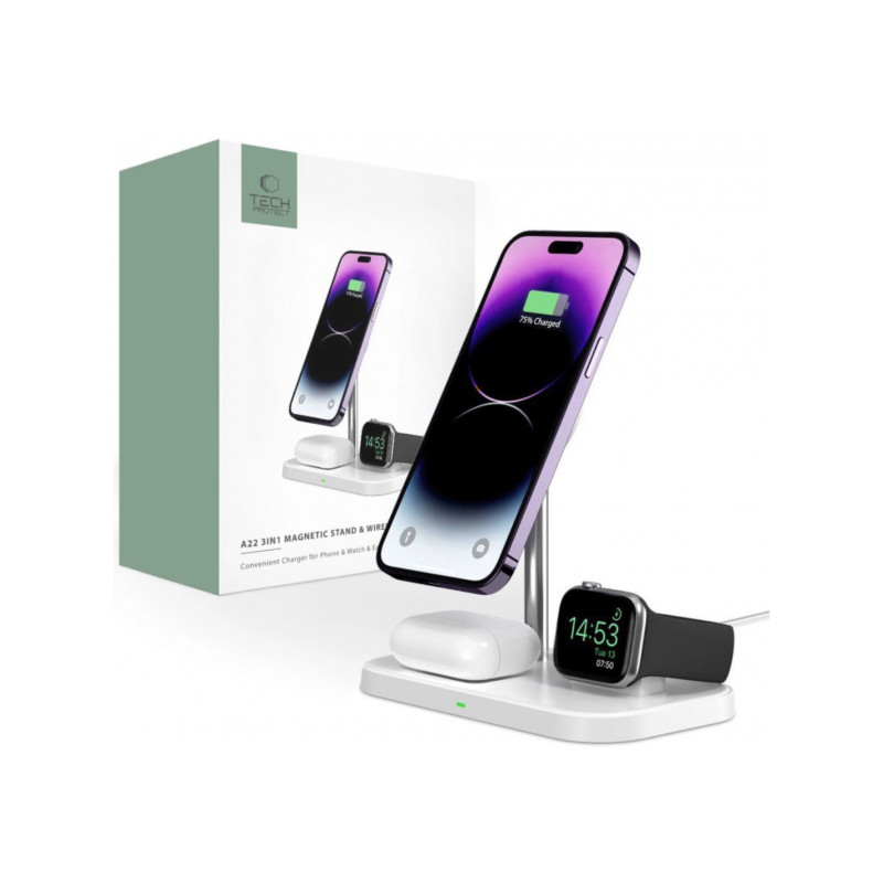 Bezvadu lādētājs Inductive MagSafe charger 15W 3in1 White