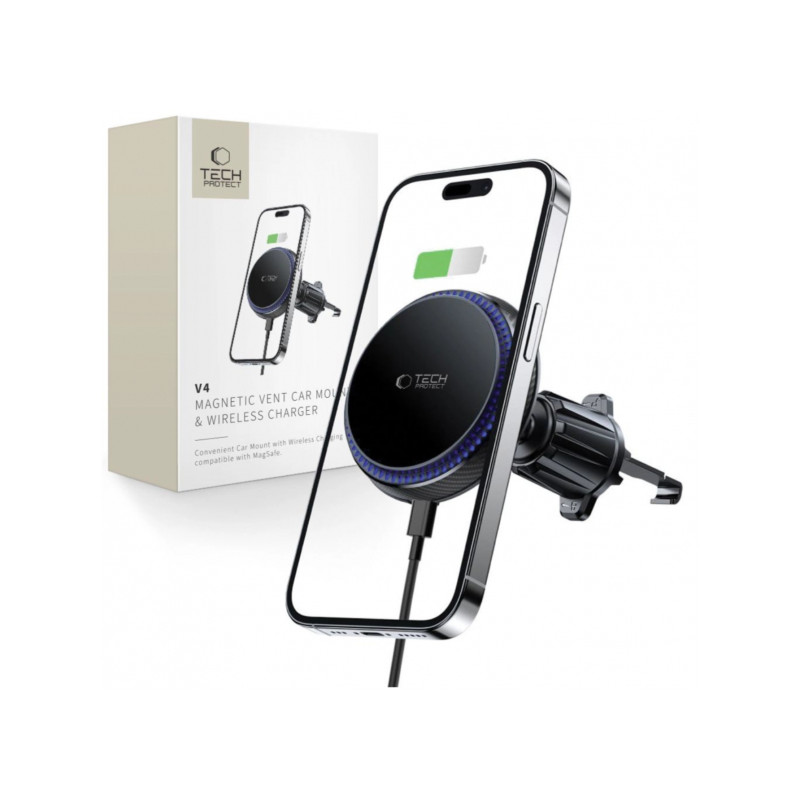 Viedtālruņa turētājs automašīnai Car phone holder with MagSafe 15W Black