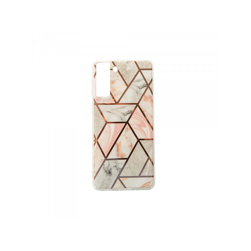 Viedtālruņa aizmugurējais vāciņš Samsung Galaxy S21 Plus Geometric Marmur Pink, With Design
