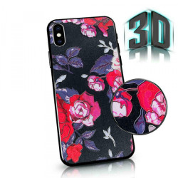 Viedtālruņa aizmugurējais vāciņš Huawei P40 Lite E Flowers 3D Black, With Design